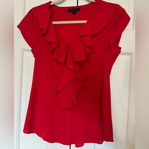 Banana Republic Vibrant Red Ruffle Blouse